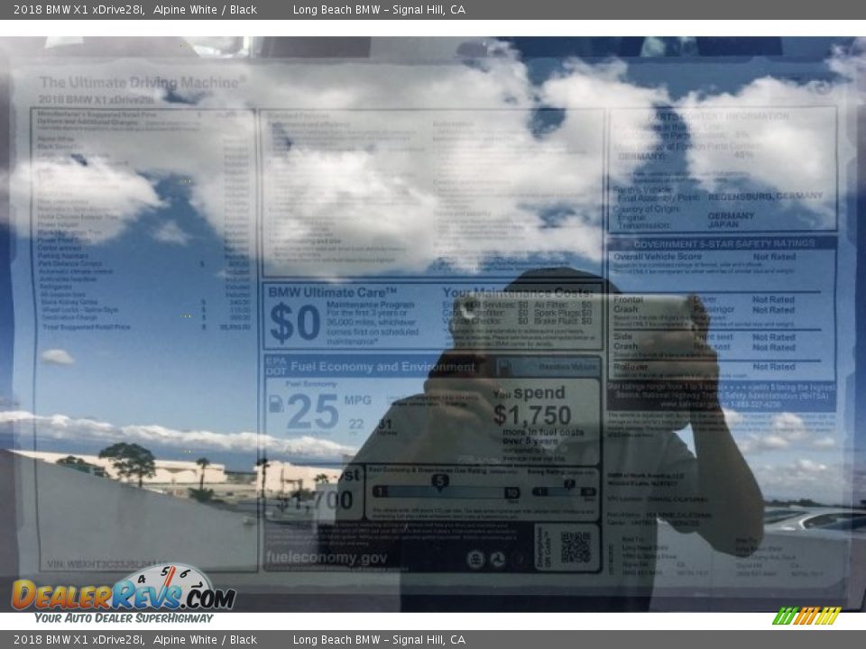 2018 BMW X1 xDrive28i Alpine White / Black Photo #10