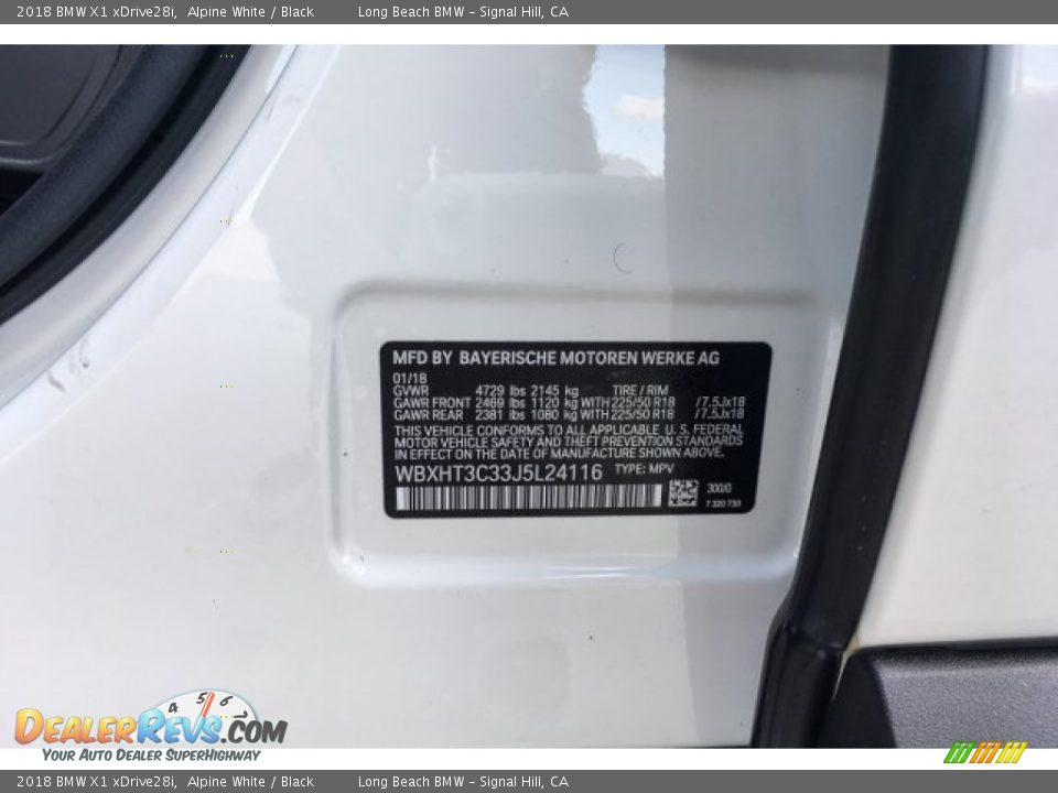 2018 BMW X1 xDrive28i Alpine White / Black Photo #11