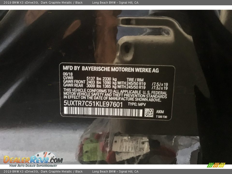 2019 BMW X3 sDrive30i Dark Graphite Metallic / Black Photo #11