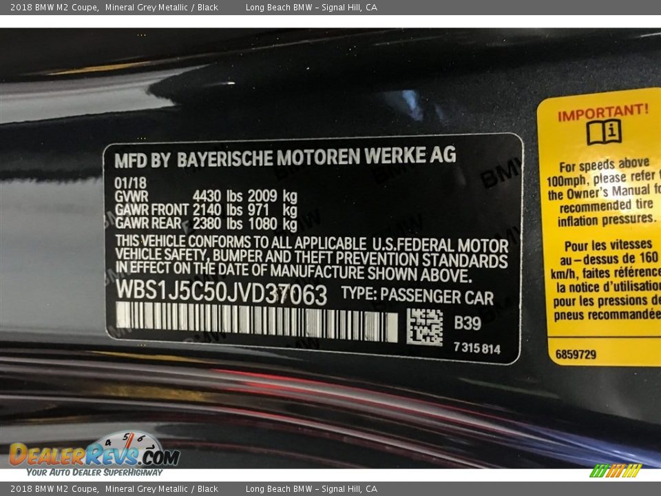 2018 BMW M2 Coupe Mineral Grey Metallic / Black Photo #11