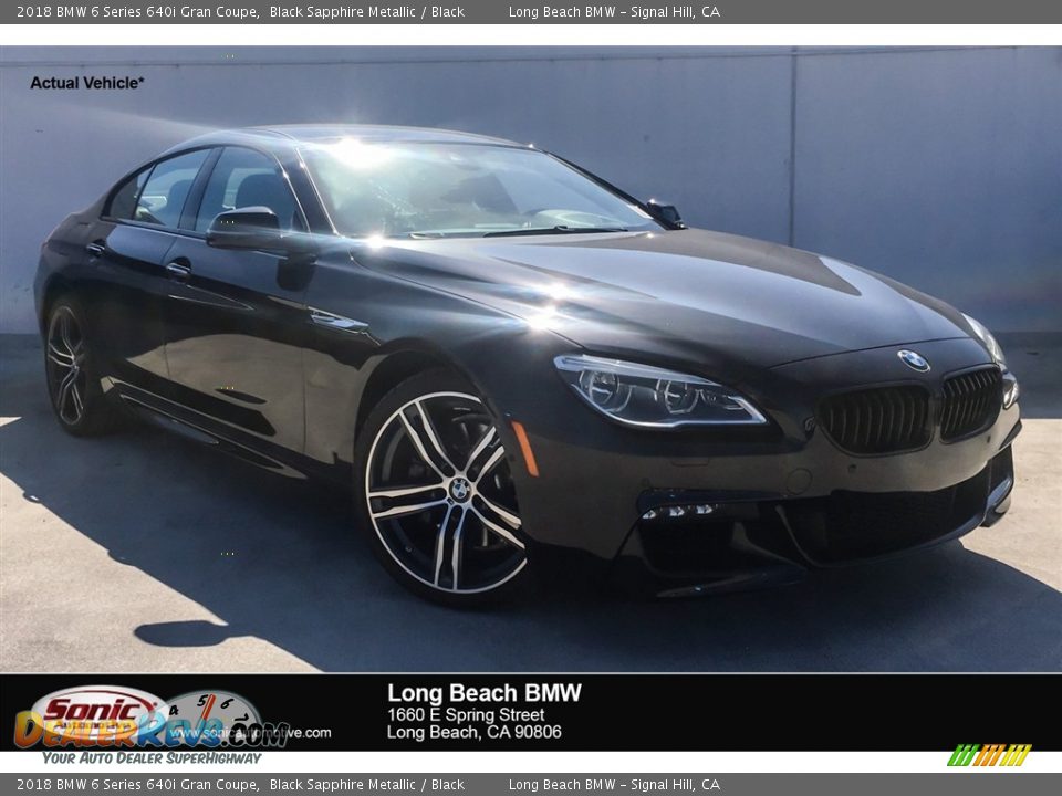 2018 BMW 6 Series 640i Gran Coupe Black Sapphire Metallic / Black Photo #1