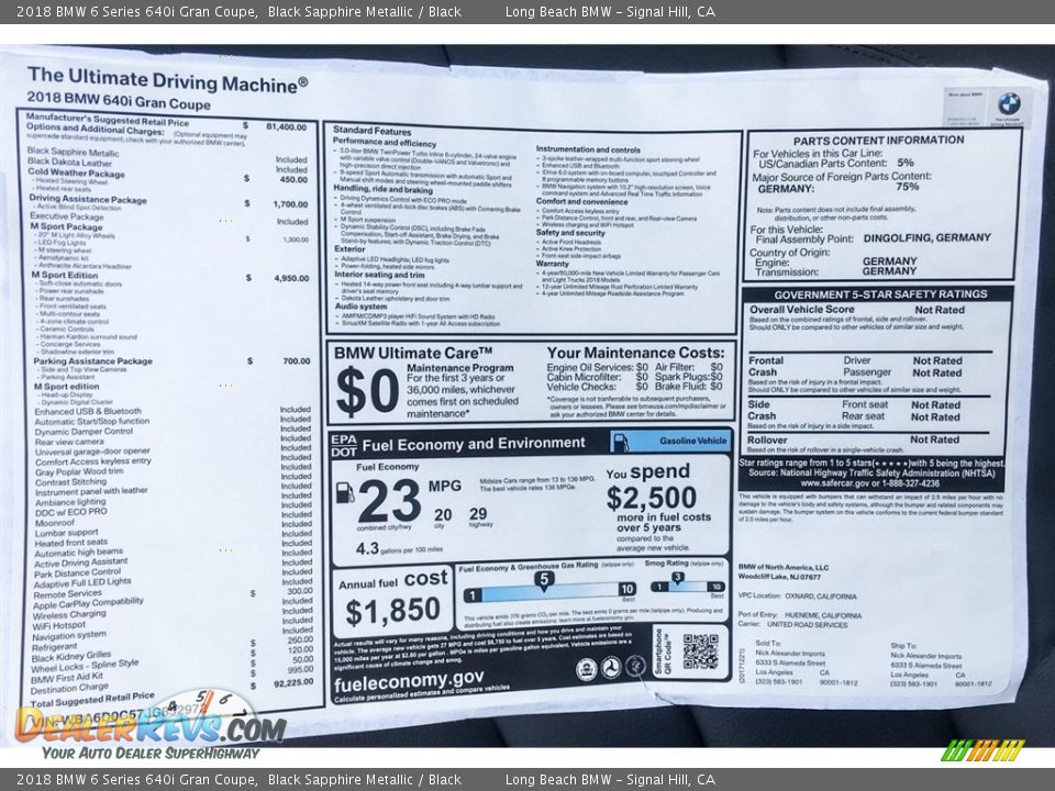 2018 BMW 6 Series 640i Gran Coupe Black Sapphire Metallic / Black Photo #10