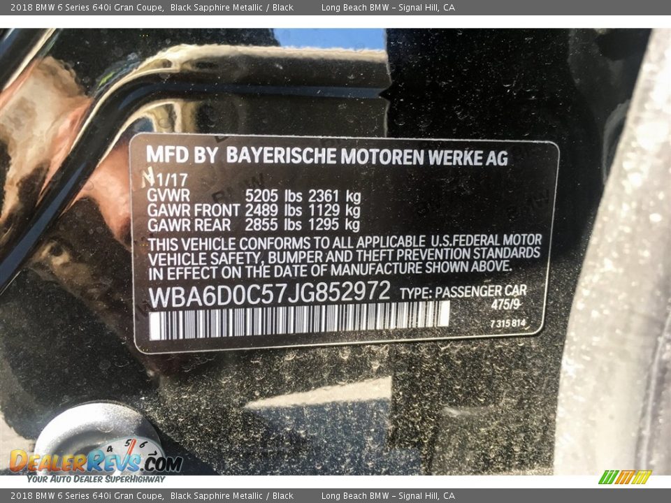 2018 BMW 6 Series 640i Gran Coupe Black Sapphire Metallic / Black Photo #11