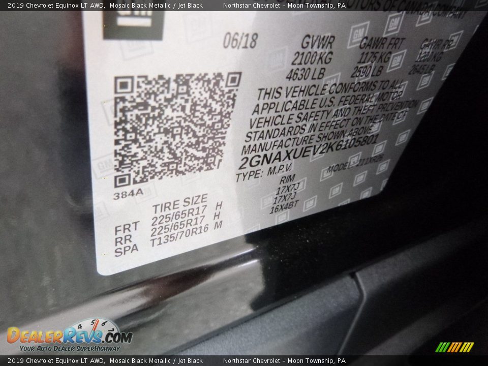 2019 Chevrolet Equinox LT AWD Mosaic Black Metallic / Jet Black Photo #15