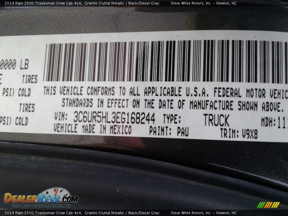 2014 Ram 2500 Tradesman Crew Cab 4x4 Granite Crystal Metallic / Black/Diesel Gray Photo #32