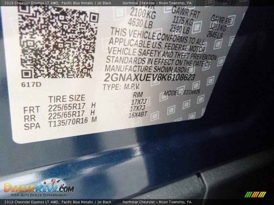 2019 Chevrolet Equinox LT AWD Pacific Blue Metallic / Jet Black Photo #17