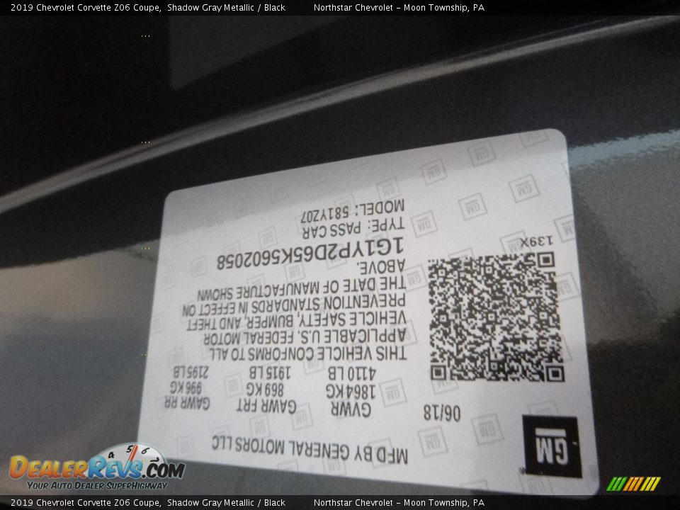 2019 Chevrolet Corvette Z06 Coupe Shadow Gray Metallic / Black Photo #15