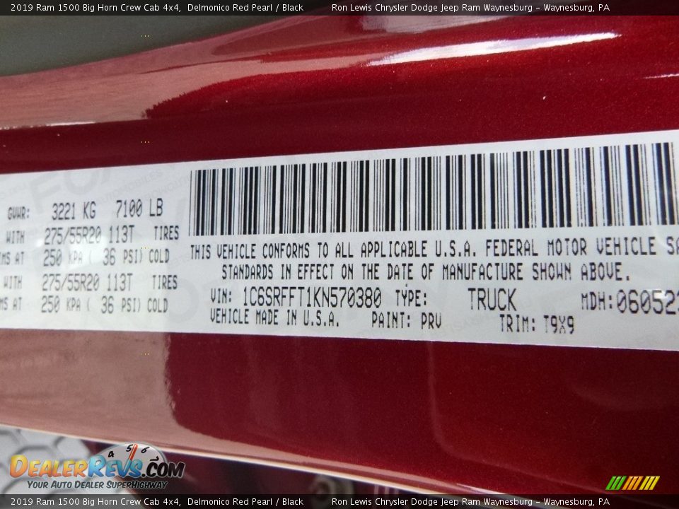 2019 Ram 1500 Big Horn Crew Cab 4x4 Delmonico Red Pearl / Black Photo #15