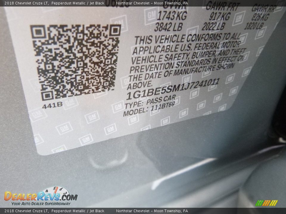 2018 Chevrolet Cruze LT Pepperdust Metallic / Jet Black Photo #17