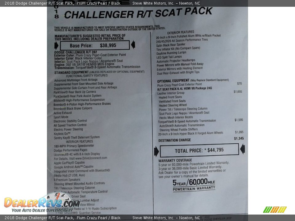 2018 Dodge Challenger R/T Scat Pack Plum Crazy Pearl / Black Photo #34