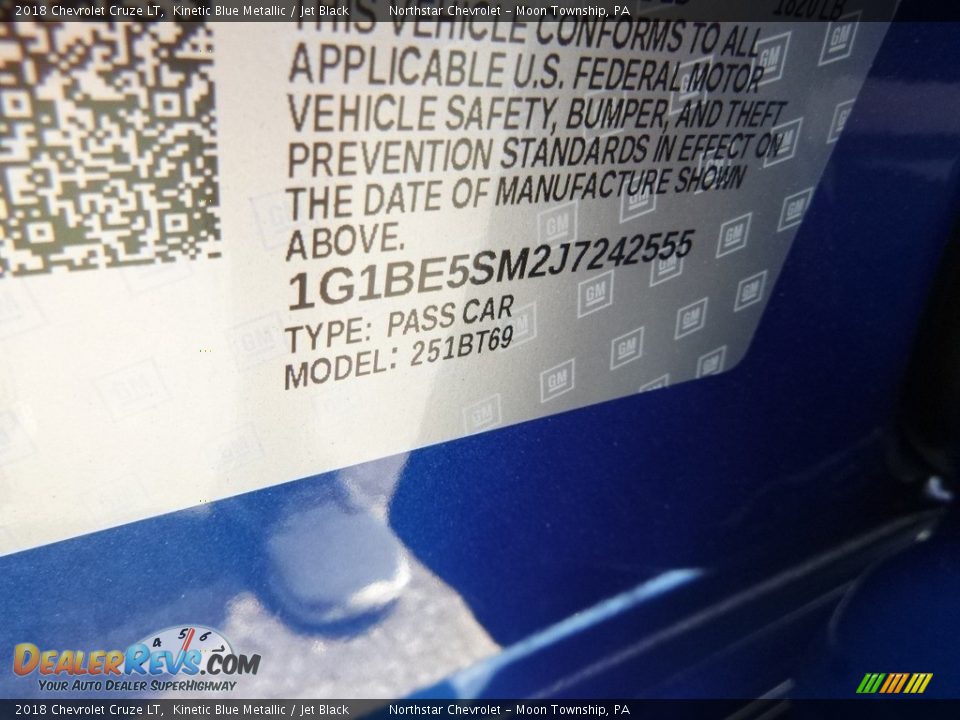 2018 Chevrolet Cruze LT Kinetic Blue Metallic / Jet Black Photo #17