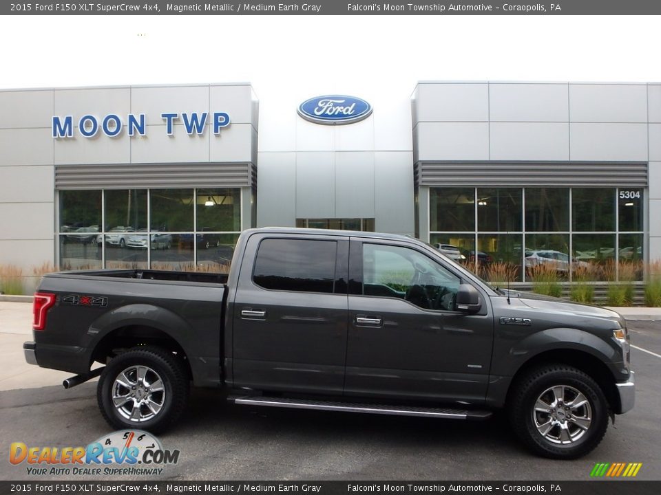 2015 Ford F150 XLT SuperCrew 4x4 Magnetic Metallic / Medium Earth Gray Photo #1