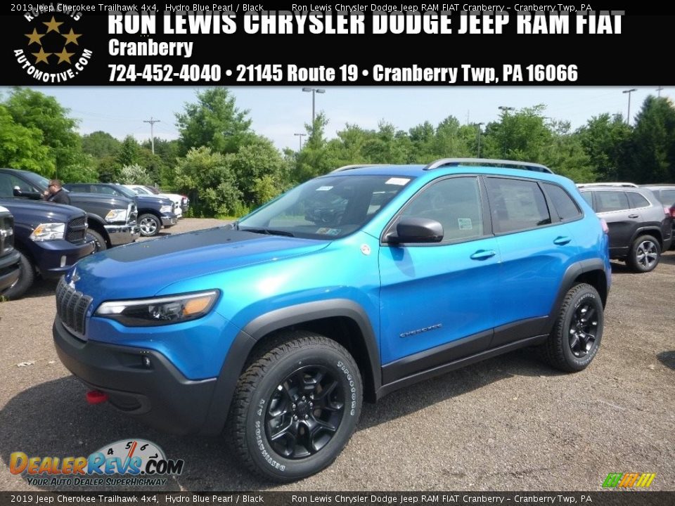 2019 Jeep Cherokee Trailhawk 4x4 Hydro Blue Pearl / Black Photo #1