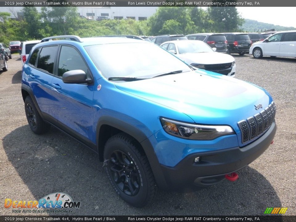 2019 Jeep Cherokee Trailhawk 4x4 Hydro Blue Pearl / Black Photo #7