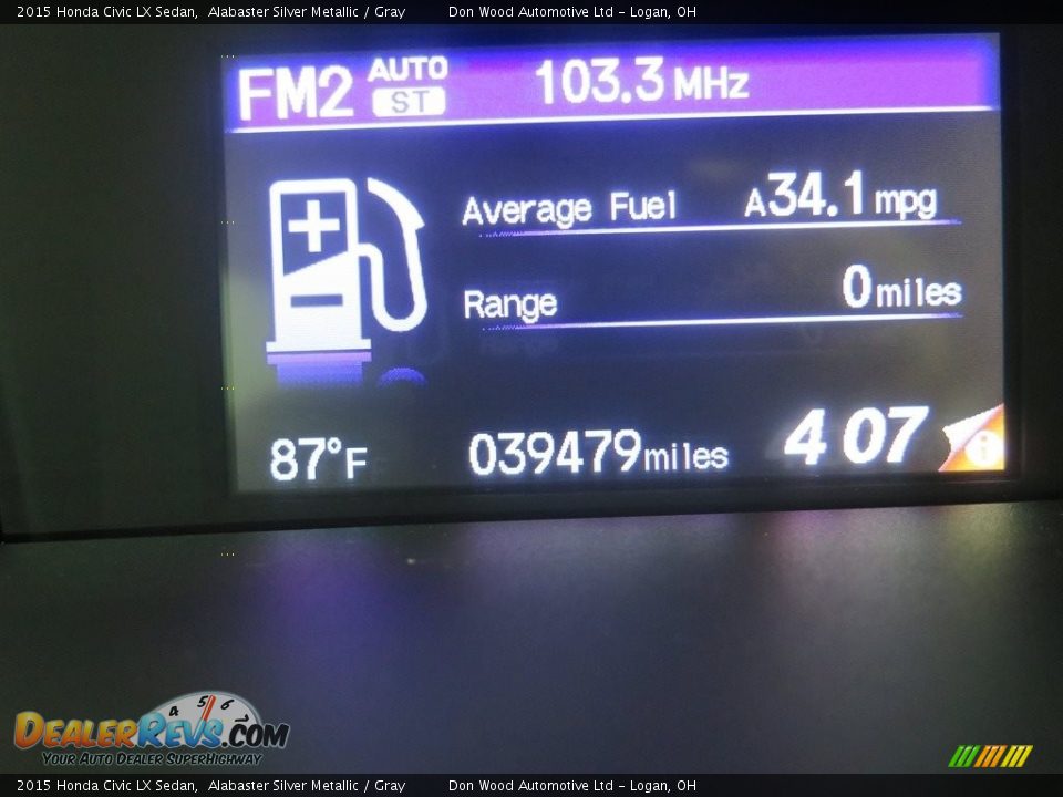 2015 Honda Civic LX Sedan Alabaster Silver Metallic / Gray Photo #19