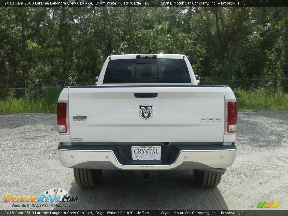 2018 Ram 2500 Laramie Longhorn Crew Cab 4x4 Bright White / Black/Cattle Tan Photo #4
