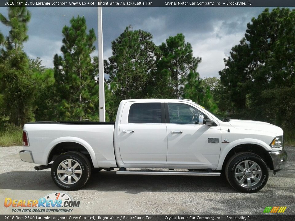 2018 Ram 2500 Laramie Longhorn Crew Cab 4x4 Bright White / Black/Cattle Tan Photo #6