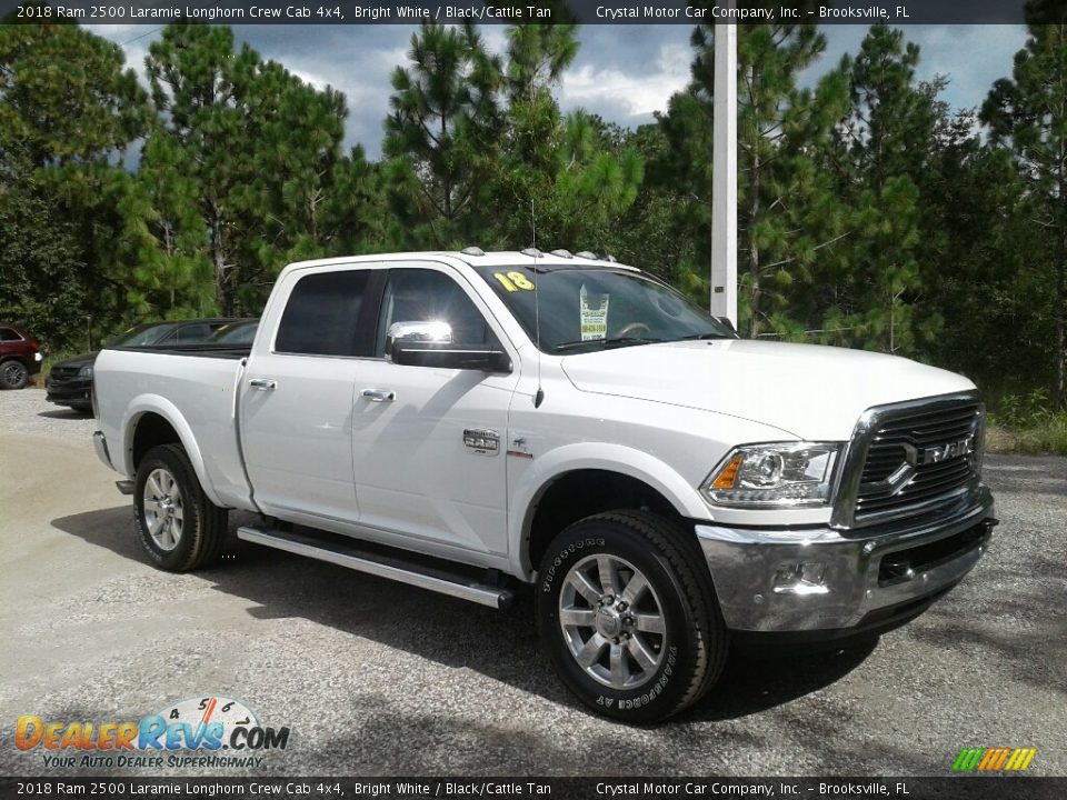 2018 Ram 2500 Laramie Longhorn Crew Cab 4x4 Bright White / Black/Cattle Tan Photo #7