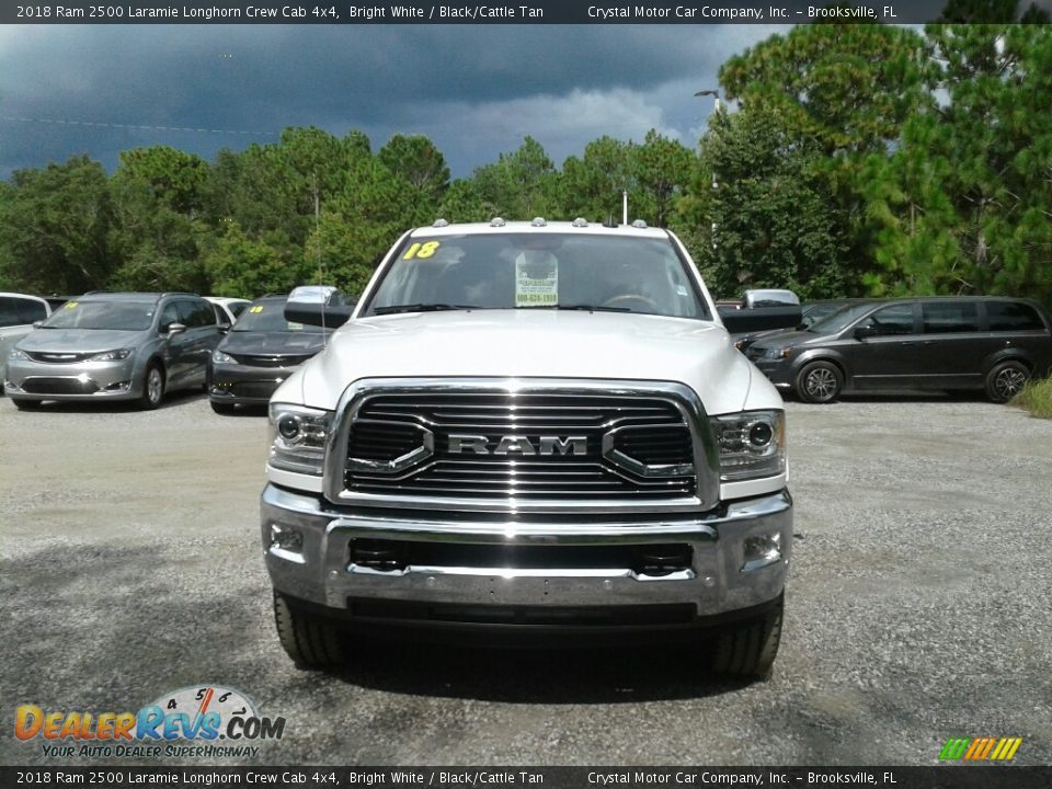 2018 Ram 2500 Laramie Longhorn Crew Cab 4x4 Bright White / Black/Cattle Tan Photo #8