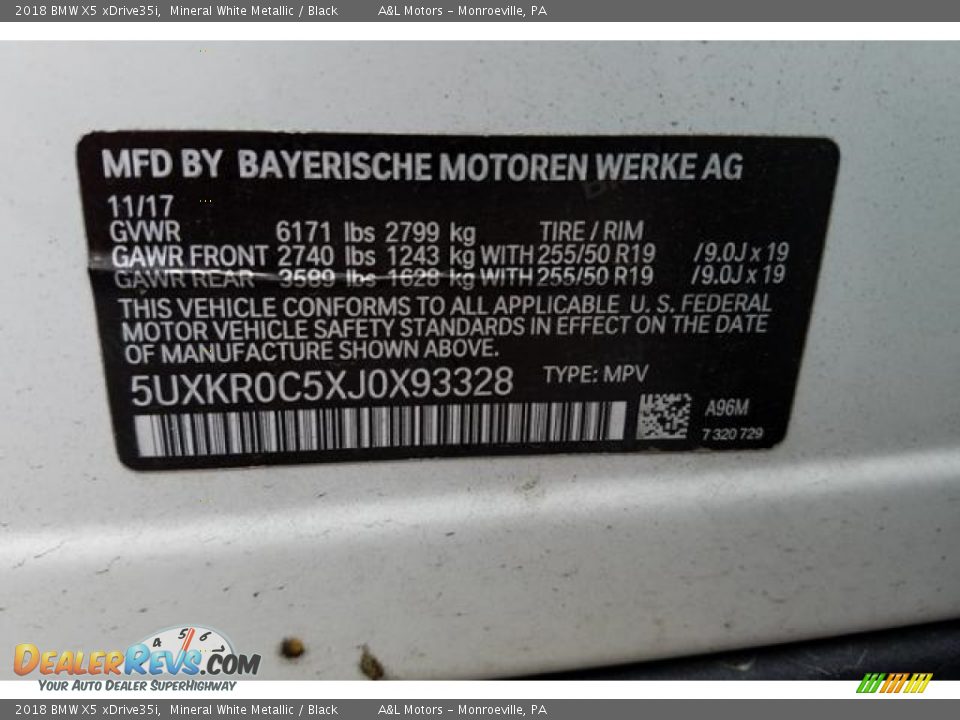 2018 BMW X5 xDrive35i Mineral White Metallic / Black Photo #17