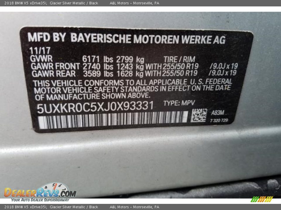 2018 BMW X5 xDrive35i Glacier Silver Metallic / Black Photo #17