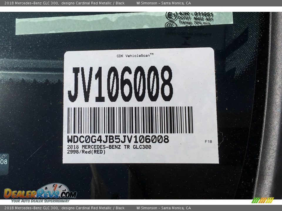 2018 Mercedes-Benz GLC 300 designo Cardinal Red Metallic / Black Photo #11