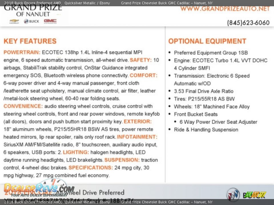 2018 Buick Encore Preferred AWD Quicksilver Metallic / Ebony Photo #10