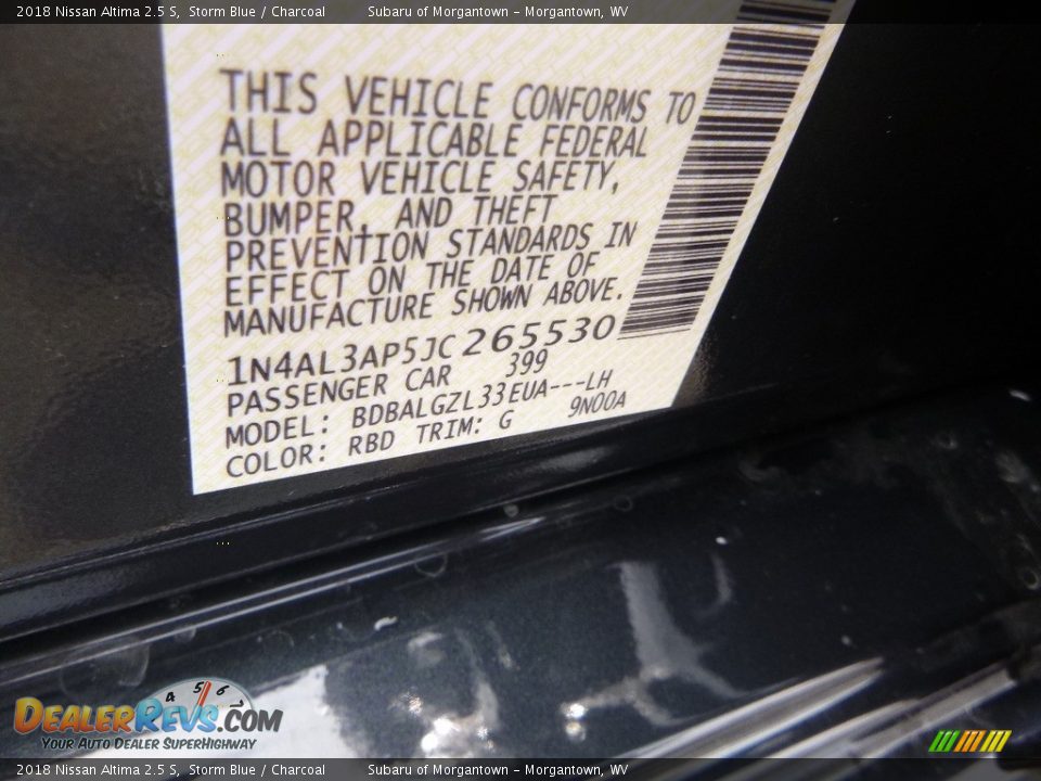 2018 Nissan Altima 2.5 S Storm Blue / Charcoal Photo #16