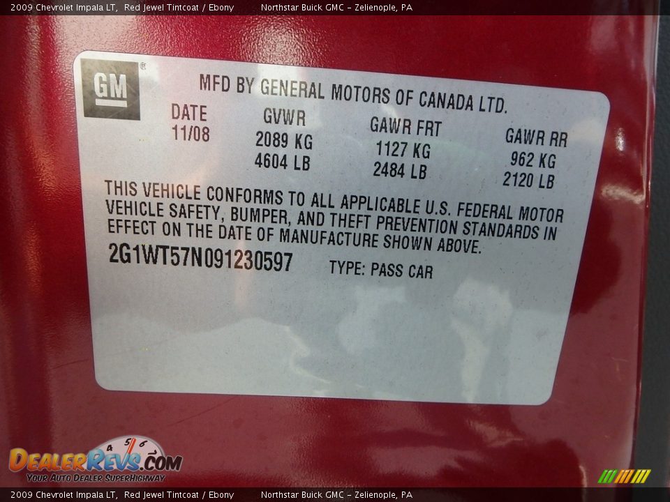 2009 Chevrolet Impala LT Red Jewel Tintcoat / Ebony Photo #21