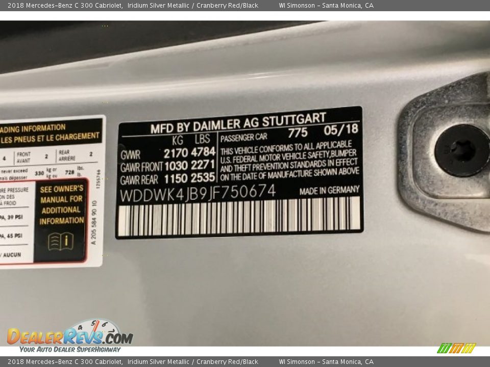 2018 Mercedes-Benz C 300 Cabriolet Iridium Silver Metallic / Cranberry Red/Black Photo #11