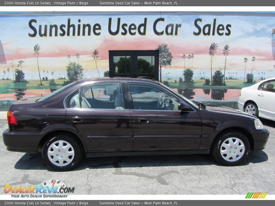2000 Honda Civic LX Sedan Vintage Plum / Beige Photo #2