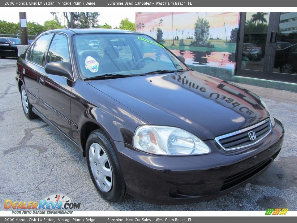 2000 Honda Civic LX Sedan Vintage Plum / Beige Photo #5