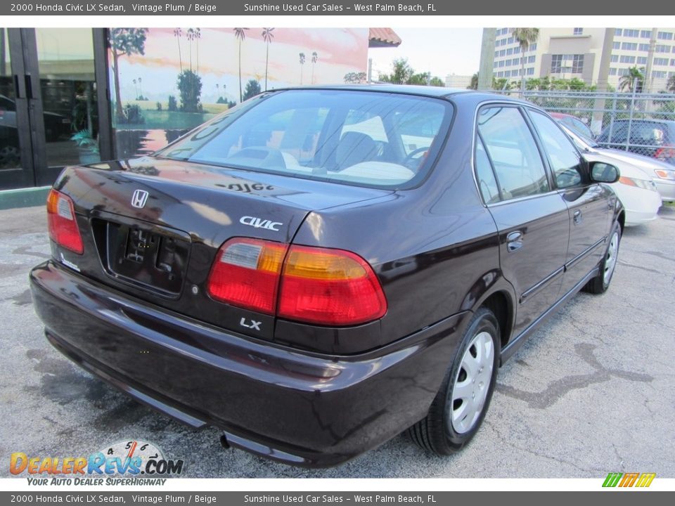 2000 Honda Civic LX Sedan Vintage Plum / Beige Photo #6