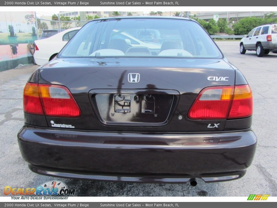 2000 Honda Civic LX Sedan Vintage Plum / Beige Photo #7