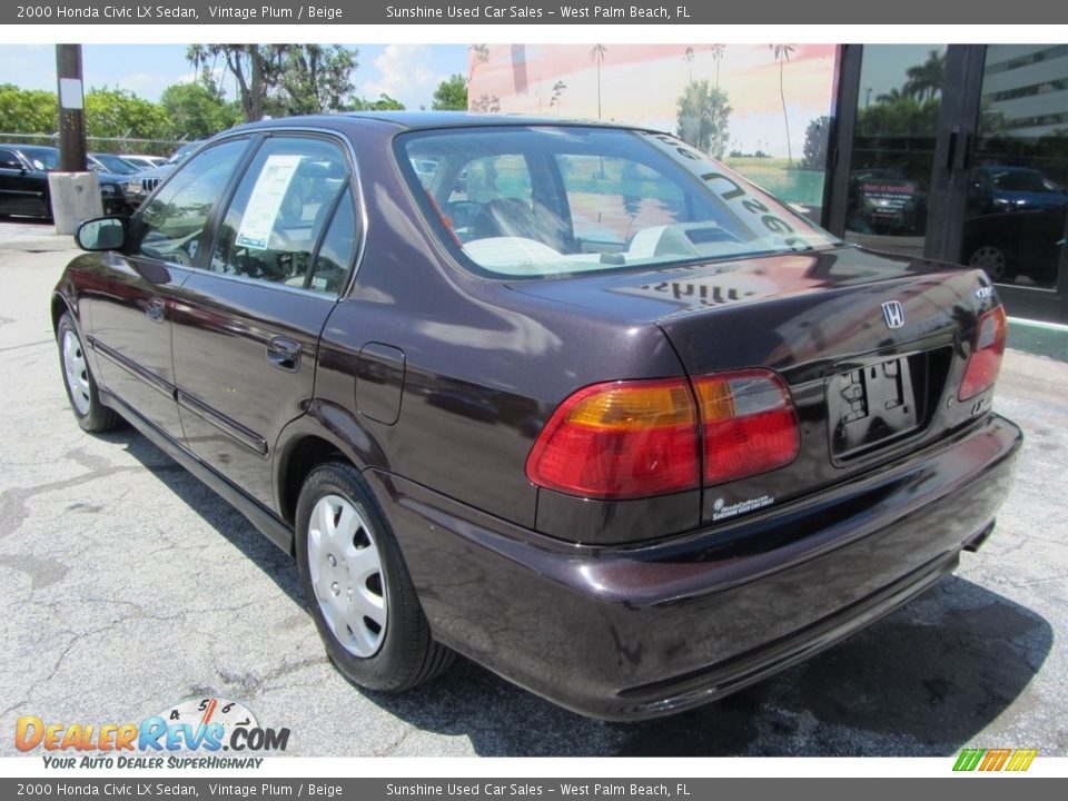 2000 Honda Civic LX Sedan Vintage Plum / Beige Photo #8