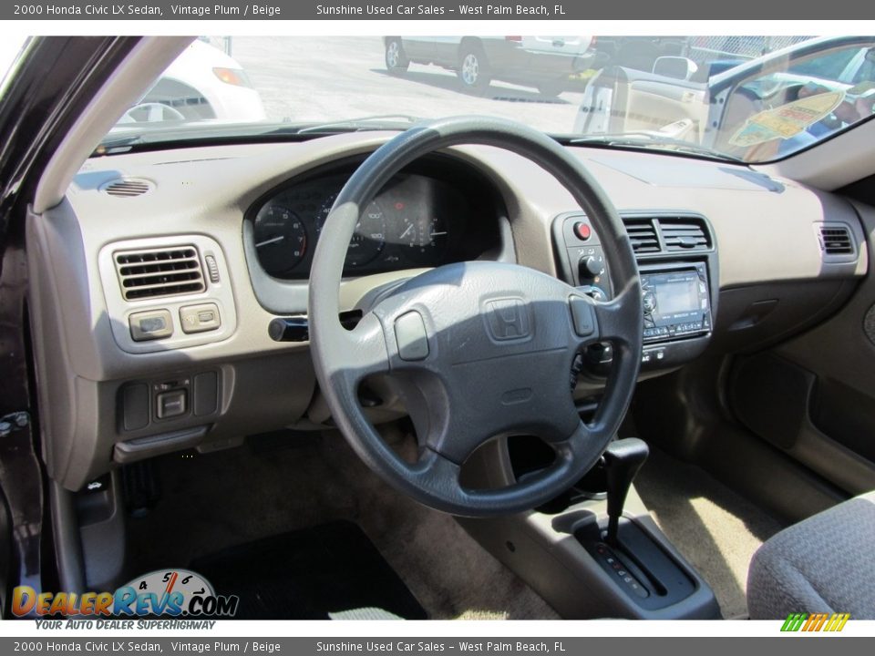 2000 Honda Civic LX Sedan Vintage Plum / Beige Photo #10