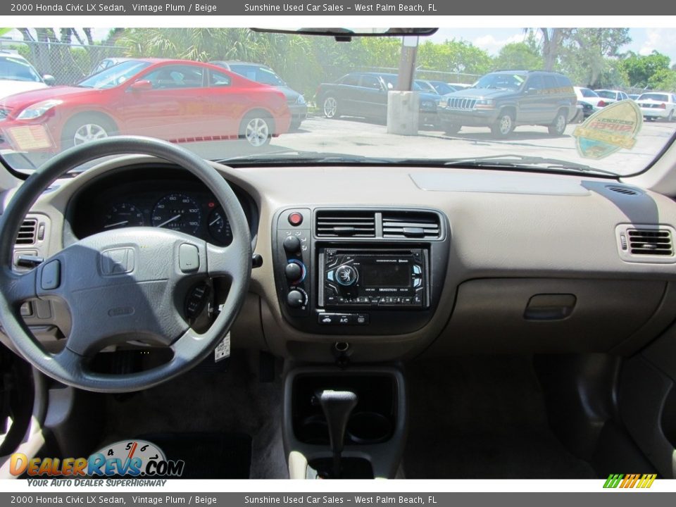 2000 Honda Civic LX Sedan Vintage Plum / Beige Photo #22