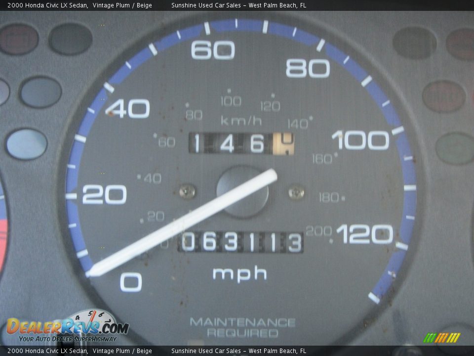 2000 Honda Civic LX Sedan Vintage Plum / Beige Photo #23