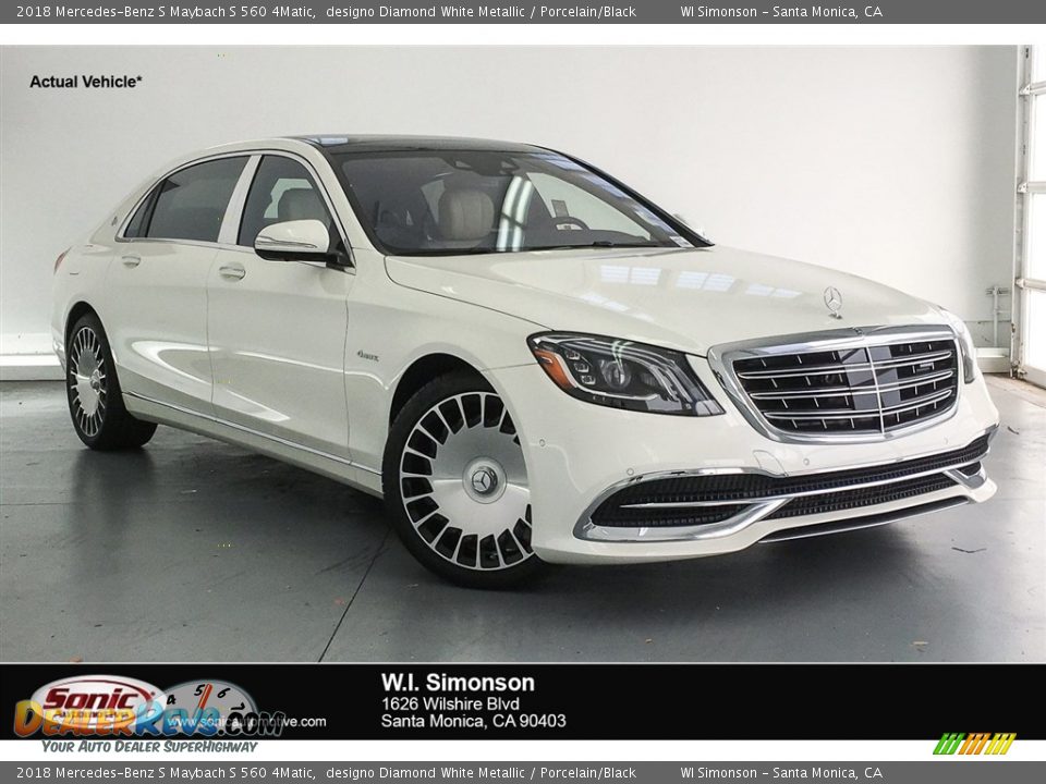 2018 Mercedes-Benz S Maybach S 560 4Matic designo Diamond White Metallic / Porcelain/Black Photo #1
