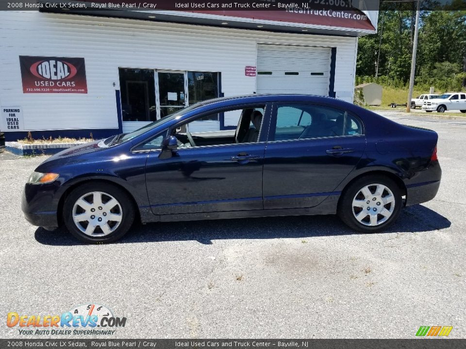 2008 Honda Civic LX Sedan Royal Blue Pearl / Gray Photo #2