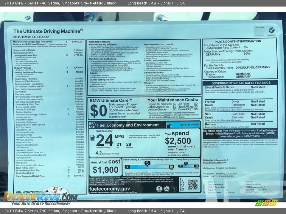 2019 BMW 7 Series 740i Sedan Singapore Gray Metallic / Black Photo #10