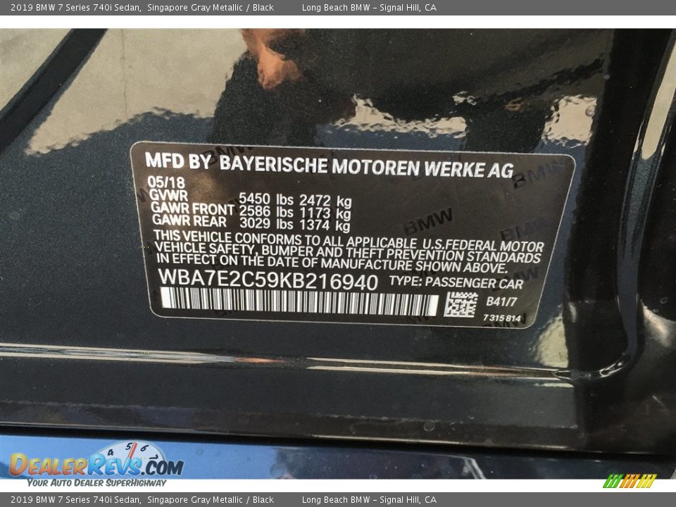 2019 BMW 7 Series 740i Sedan Singapore Gray Metallic / Black Photo #11