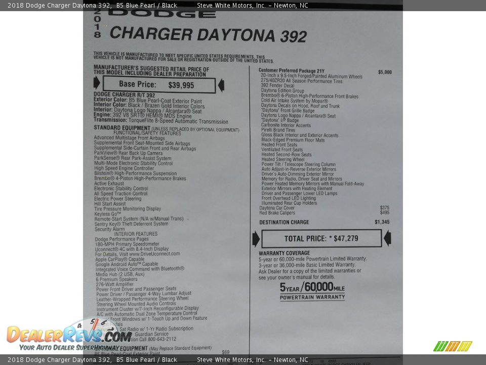 2018 Dodge Charger Daytona 392 B5 Blue Pearl / Black Photo #34