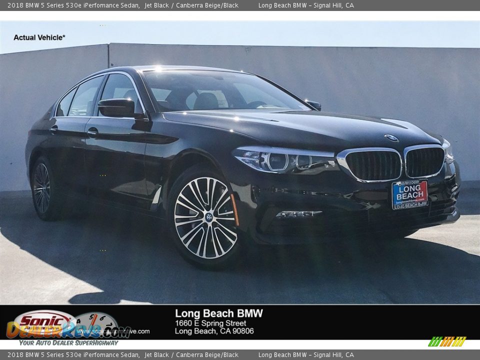 2018 BMW 5 Series 530e iPerfomance Sedan Jet Black / Canberra Beige/Black Photo #1