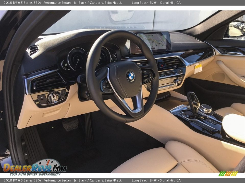 2018 BMW 5 Series 530e iPerfomance Sedan Jet Black / Canberra Beige/Black Photo #5