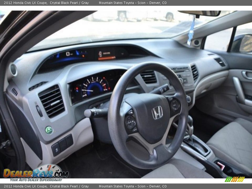 2012 Honda Civic LX Coupe Crystal Black Pearl / Gray Photo #10