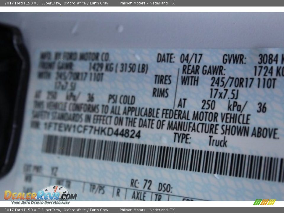 2017 Ford F150 XLT SuperCrew Oxford White / Earth Gray Photo #34