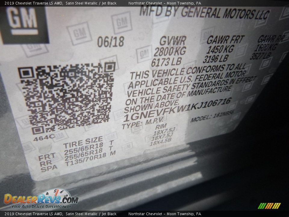 2019 Chevrolet Traverse LS AWD Satin Steel Metallic / Jet Black Photo #17