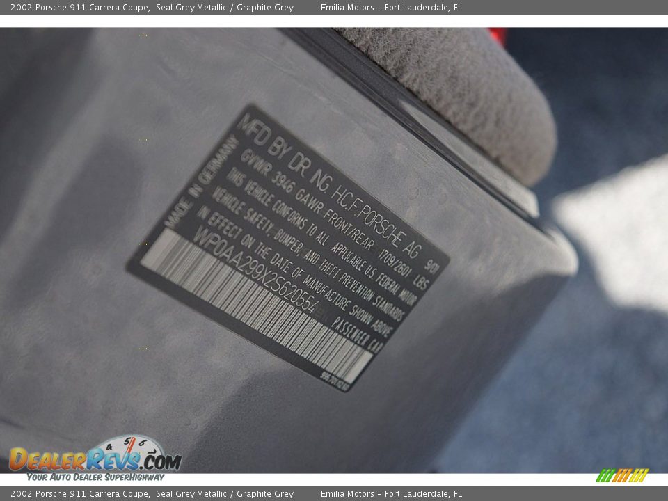 2002 Porsche 911 Carrera Coupe Seal Grey Metallic / Graphite Grey Photo #60