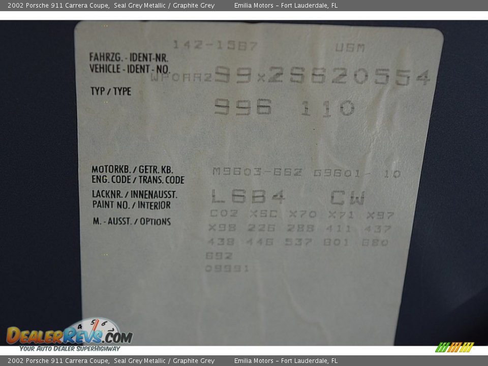 2002 Porsche 911 Carrera Coupe Seal Grey Metallic / Graphite Grey Photo #69